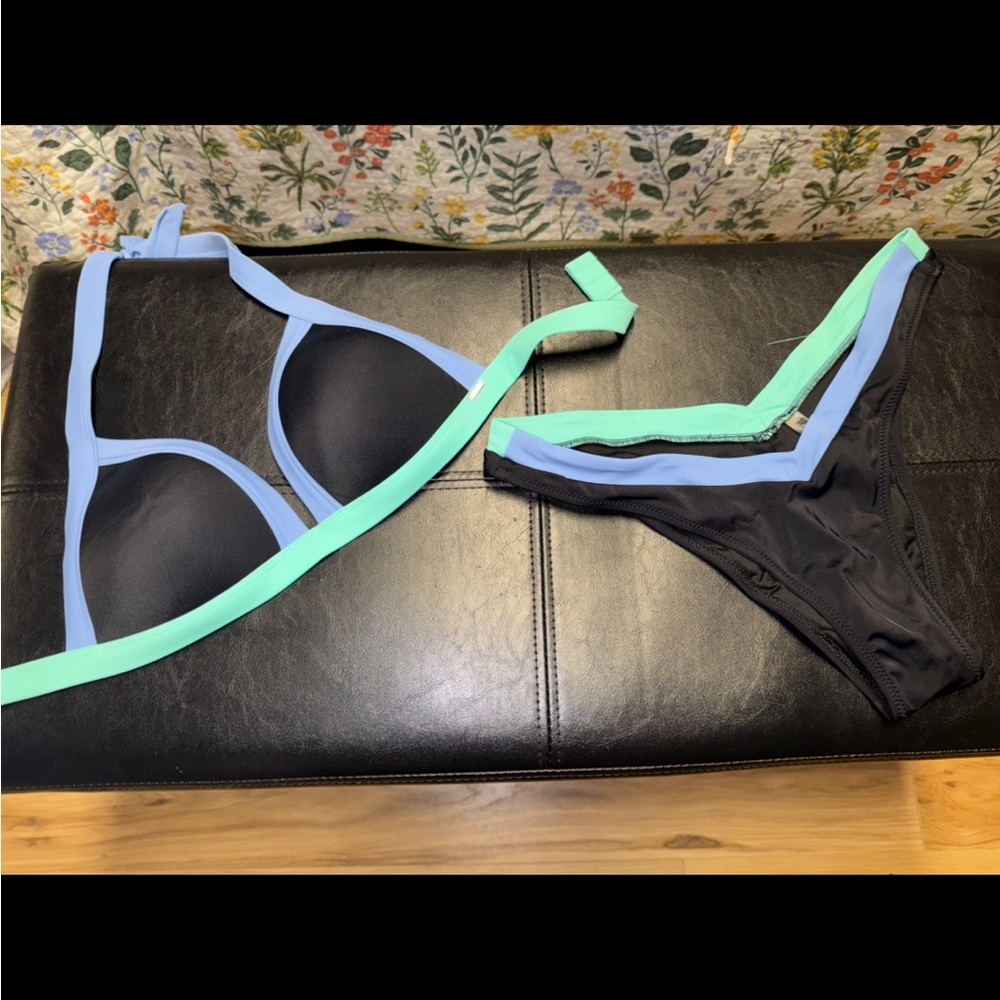 PINK Victoria's Secret Black and Blue Bikini